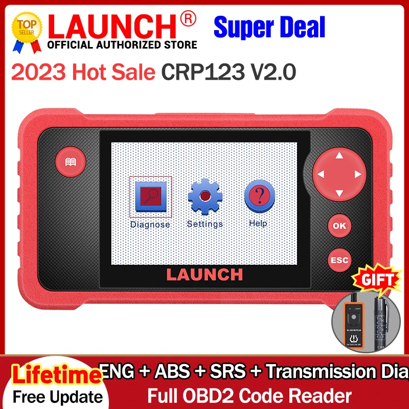 LAUNCH CRP123 V2.0 Engine ABS SRS Transmission Car Diagnostic Tools Full OBD2 code reader Scanner Lifetime Free Update