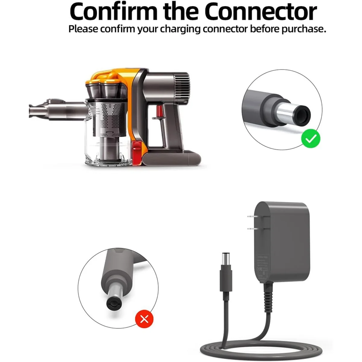 Зарядное устройство 24 В/17 В, подходящее для Dyson DC44 DC35 DC34 DC31 DC30 DC56 DC45, адаптер для зарядки пылесоса, шнур, вилка стандарта США