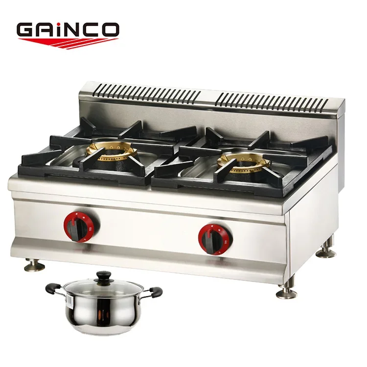 Professional Manufacture Asian Restaurant China Table Top 5kw Gas Double Burner Stove For Cooking