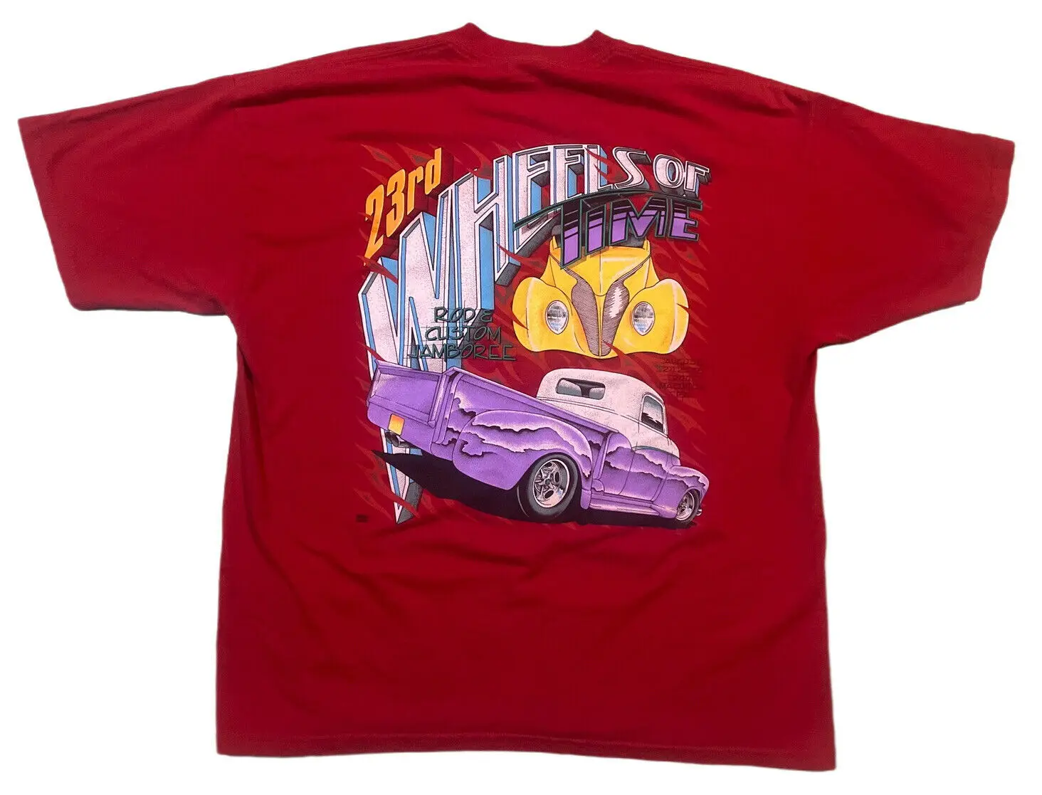 23rd Annual 2001 Wheels Of Time Hot Rod Custom Car Jamboree T-Shirt USA Graphic