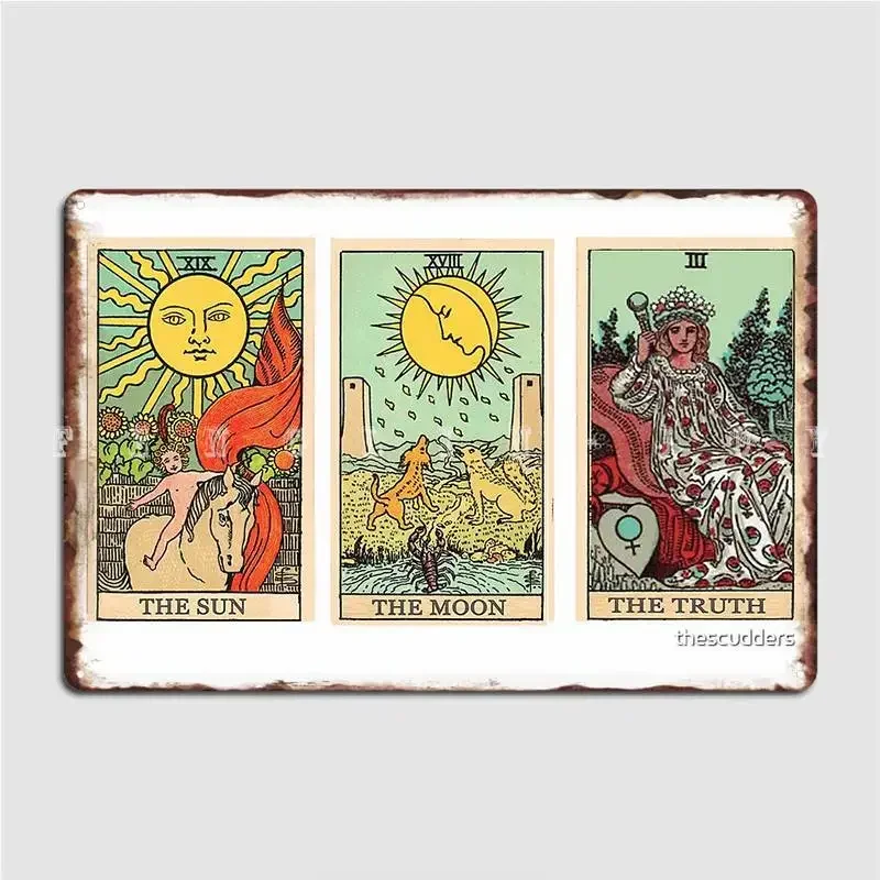Panneau métallique le soleil, la lune, la vérité, grotte murale, salon, Plaques personnalisées, affiche en étain