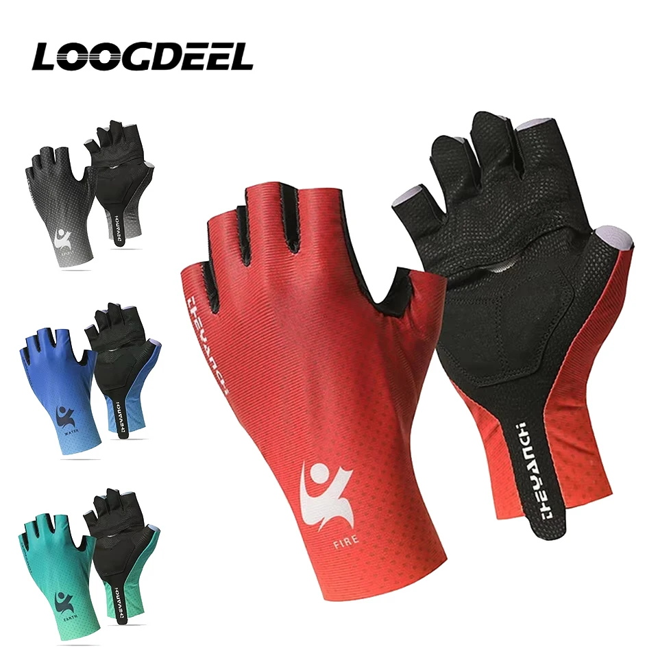 LOOGDEEL Sommer Atmungsaktive Outdoor-Reit- und Angelhandschuhe Rutschfeste Halbfinger-Fahrradhandschuhe Sport-Fitness-Handschuhe Unisex