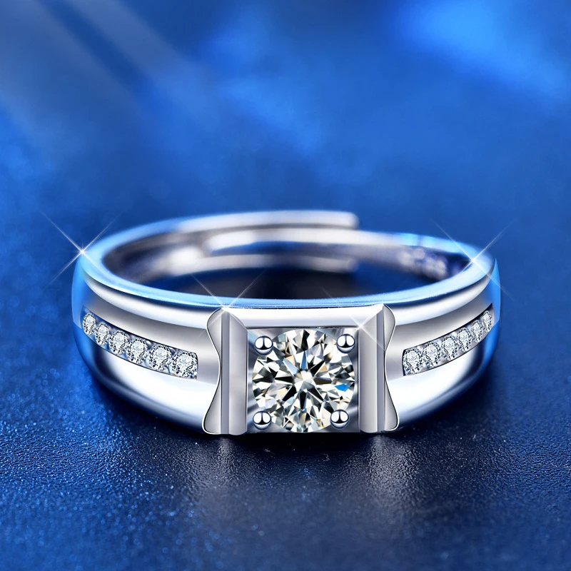 

1 Carat Moissanite Rings For Men 925 Sterling Silver White Gold Plated Engagement Wedding Mens Jewellery 2025 Trend Gift Male