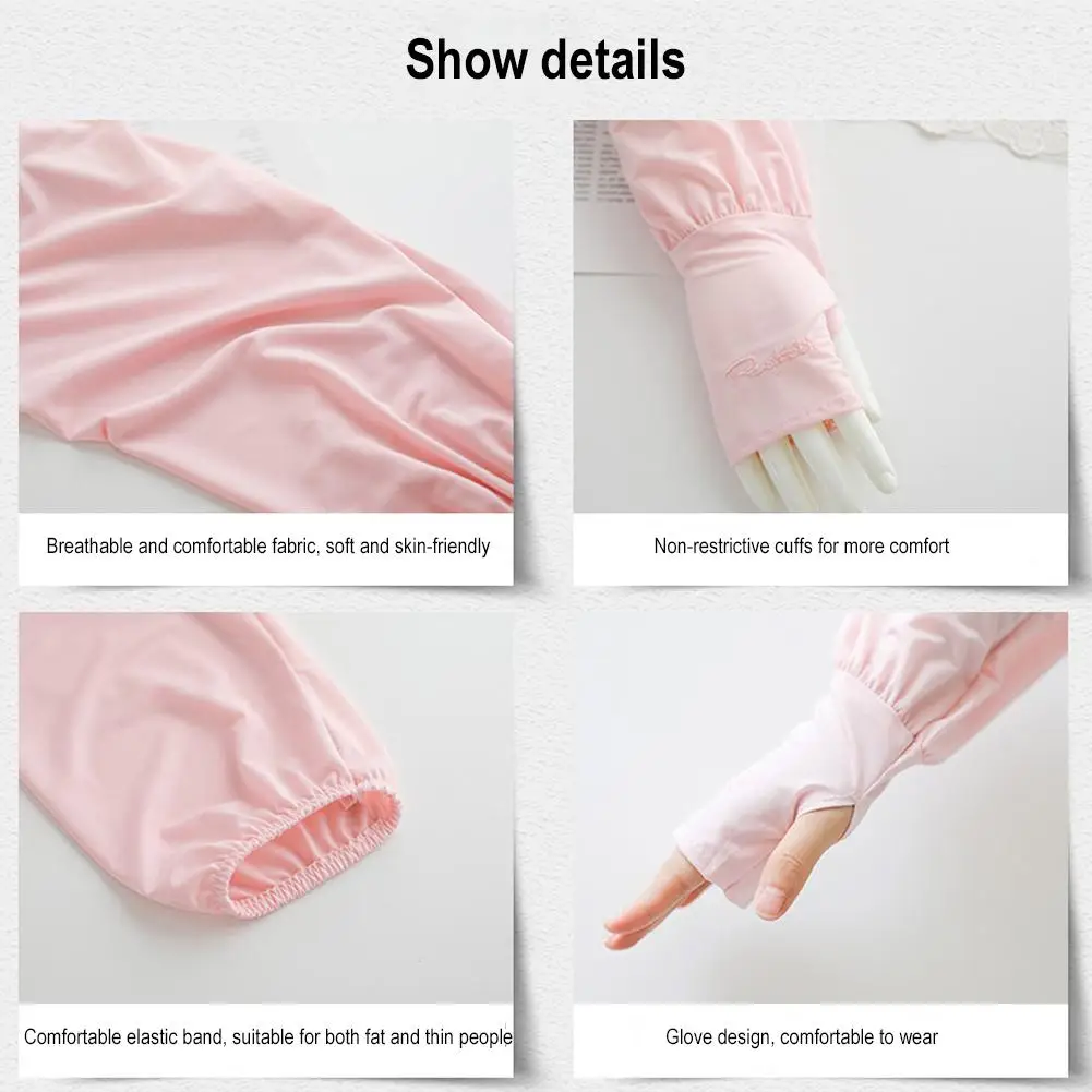 1 Pair Sun Protection Sleeves with Thumb Hole UV Cooling Arm Women for Driving Golfing Fishing Cycling Hiking Outdoor Sport