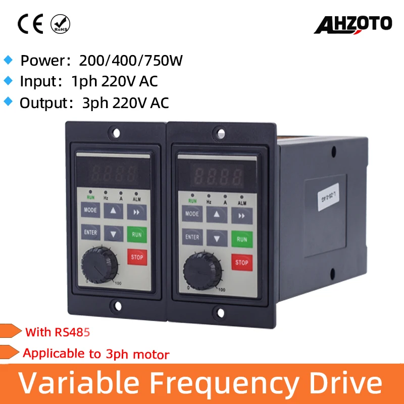 

220V VFD 0.2KW 0.4KW 0.75KW Inverter 1PH 220V Input 3PH 220V Output Frequency Converter Motor Speed Controller AC Drive