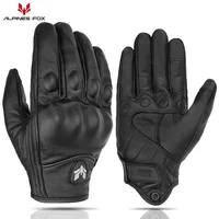 Guantes de cuero Retro para motocicleta, Guantes protectores Vintage para hombre y mujer con pantalla táctil, Guantes de ciclismo para motocross, Perforados
