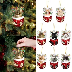 Cartoon Cute Cat Hanging Decoration Xmas Tree Pendant Christmas Decorations Home Party Supplies Car Decor Gifts