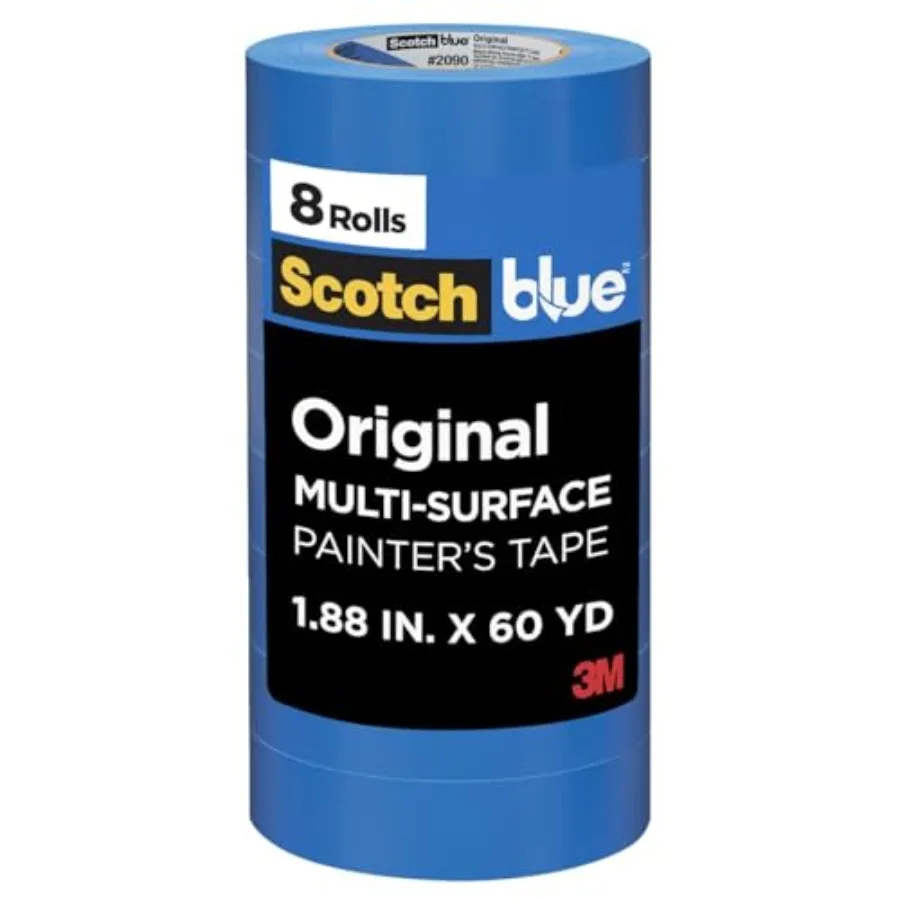 

Scotch Painter's Tape Original Multi-Surface Painter's Tape, 1.88 Inches x 60 Yards, 8 Rolls, Blue, Tape Protects Surfaces and