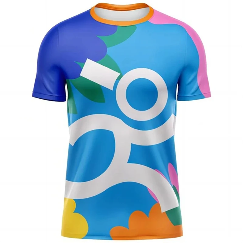 Simple Fashion Running T Shirts Summer Casual Outdoor Fitness 3D Printed Men Women Sports T-shirts Loose Crew Neck Tracksuit Tee