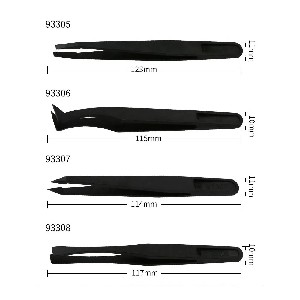 Binoax Plastic Precisie Pincet Set Verbeterde Anti-Statische Gebogen Pincet Voor Elektronica Laboratorium Werk Sieraden