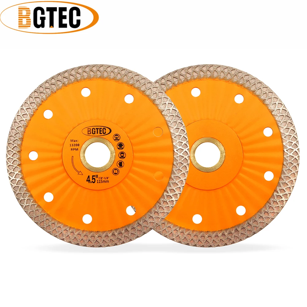 

BGTEC 4.5"/Dia115mm Diamond Circular Saw Blade Cutting Disc Tile Stone Marble Granite Stone Superthin Mesh Turbo with Lug Cutter