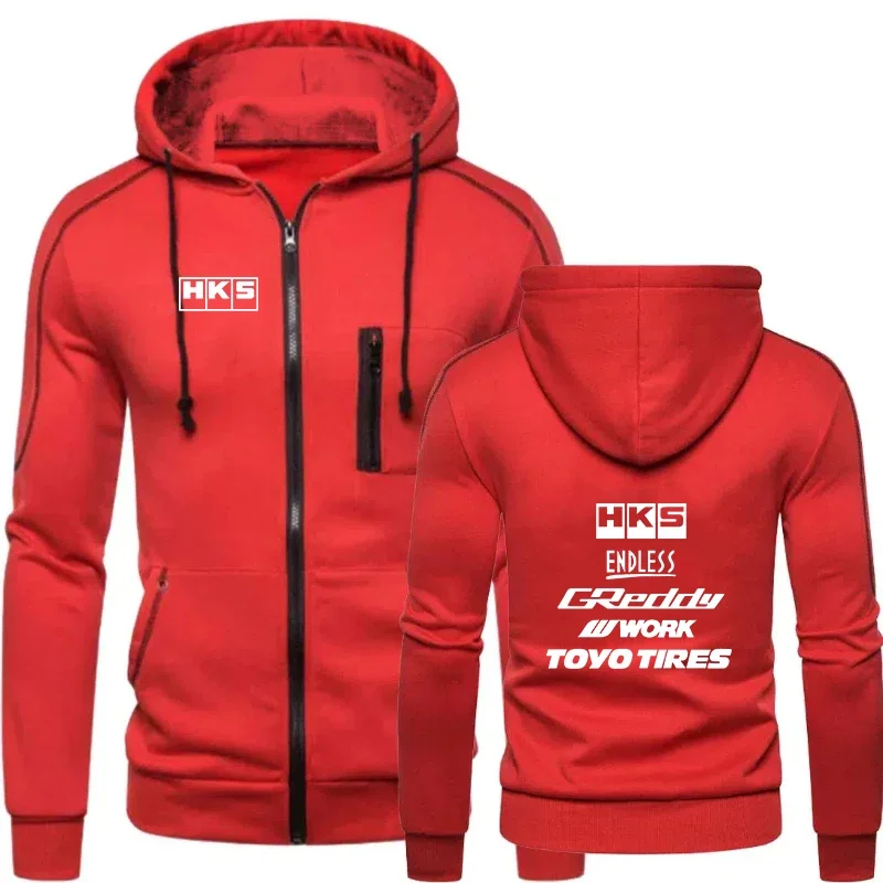 Japão JDM Carro Modificado HKS ENDLESS Impresso Sportswear Masculino Moda Zipper Hoodie Sólido Homens Sportswear Casual Quente Sportswear