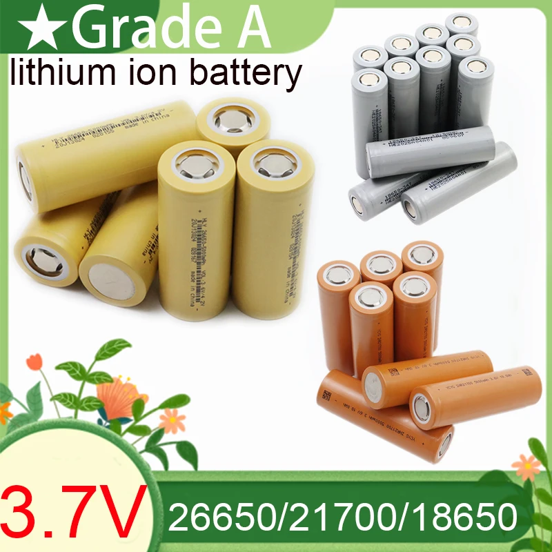100% Brand New,original,,true Capacity 26650A 5000mAh 3.7V Lithium-ion Rechargeable Battery 26650 18650  21700 Flashlight
