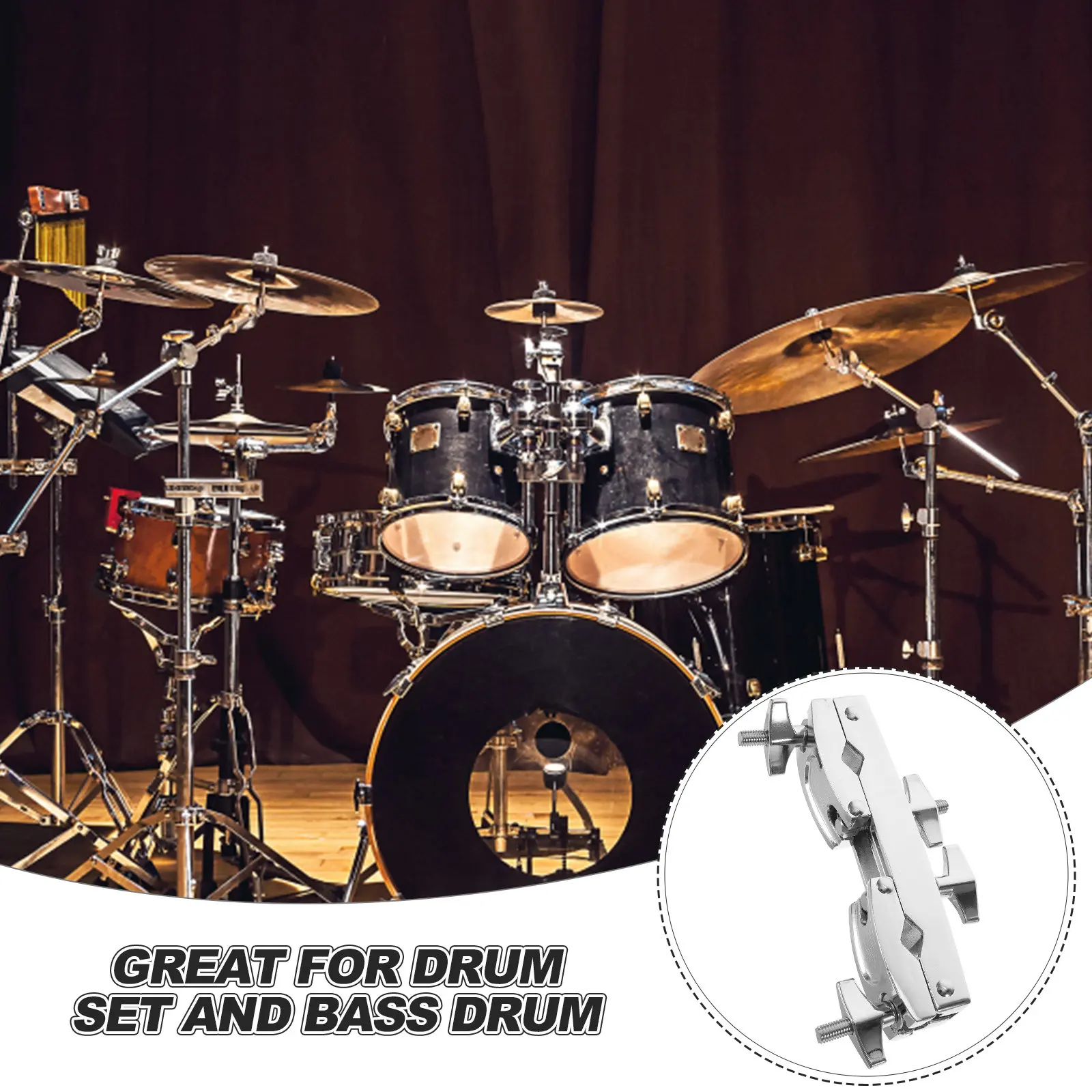 Drum Set Cowbell Holder Premium Bass Drum Cowbell Clamp Extension Mount Clip Music Part Mount Clamp Music Instrument Part