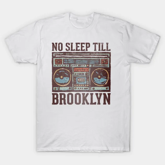 

Men’s No Sleep Till Brooklyn Hip Hop T-Shirt Unisex Retro Boombox Graphic Classic Rap Music Merch Cotton O-Neck Short Sleeve Top