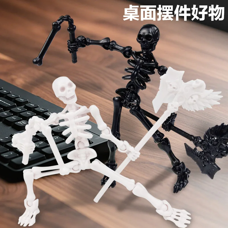 3D Printing Skeleton Man Multi-jointed Movable Deformation Dummy DIY Assembly Creative Ornament Action Figures With Accessories