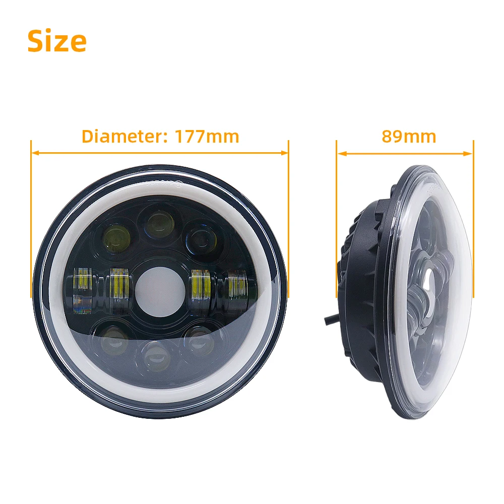 7'' inch LED Headlight For Jeep Wrangler JK JKU TJ LJ 1997-2018 H6024 Sealed Beam Bulb LED Headlamp Halo Ring Turn Signal & DRL