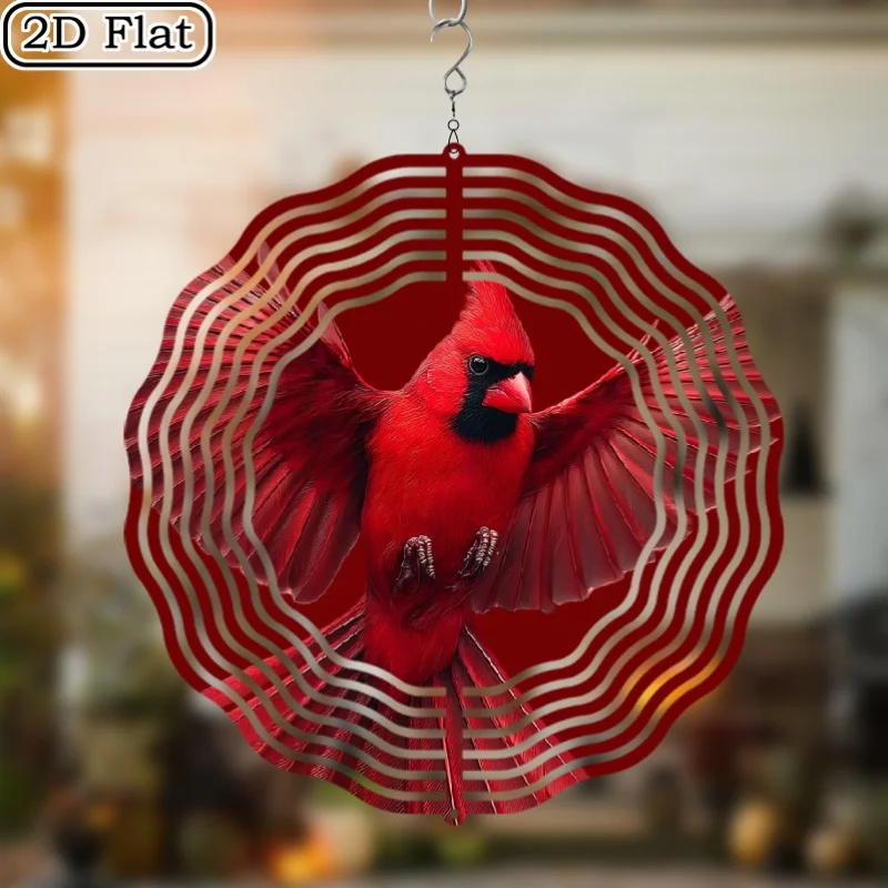 CIFbuy 2D Metal Wind Chimes Christmas Halloween Dia De Los Muertos Spinning Ornament Cardinal Outdoor Garden Patio Decor Gift