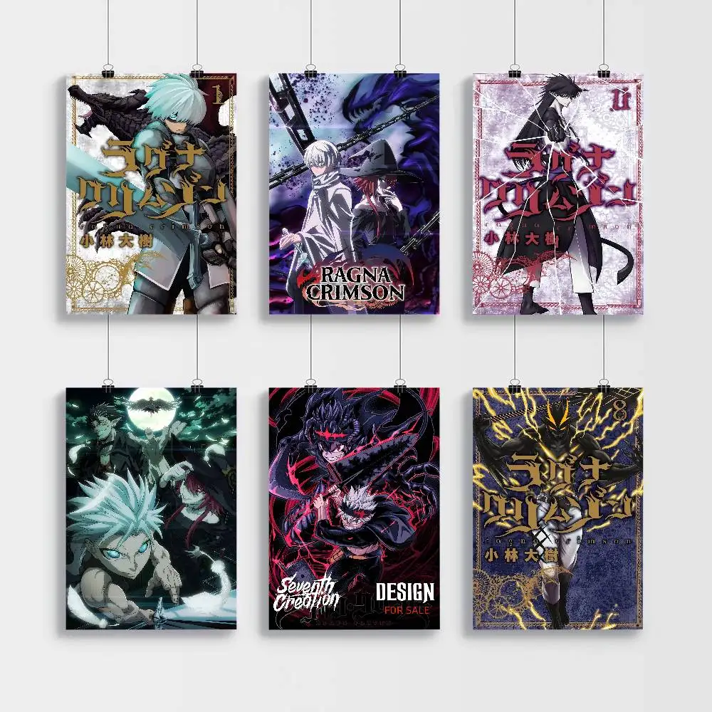 Póster de papel blanco carmesí de Anime Ragna, pegatina de papel impermeable, pintura de pared de arte estético para cafetería y Bar