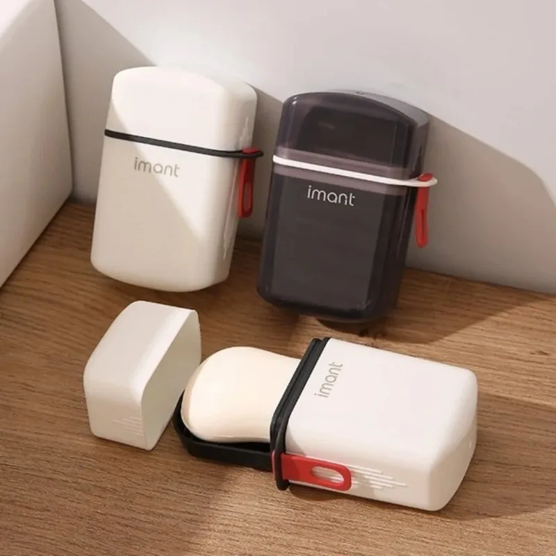 Square Mini Sealed Portable Soap Box for Traveling Travel Luggage Soap Box with Lid for Storing Draining Soap Bathroom Supplies