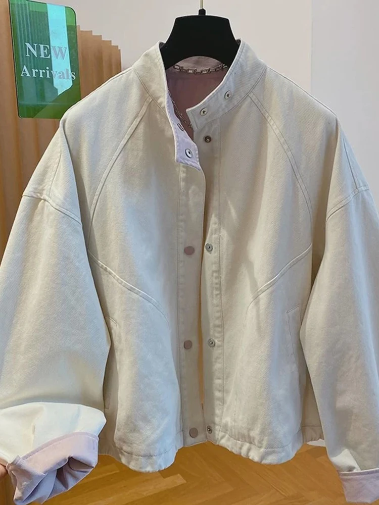 Faionable ort طوق عارضة الدنيم Jaet المرأة ربيع الخريف جديد Sle حجم صغير تصميم عصري زر حتى معطف السيدات