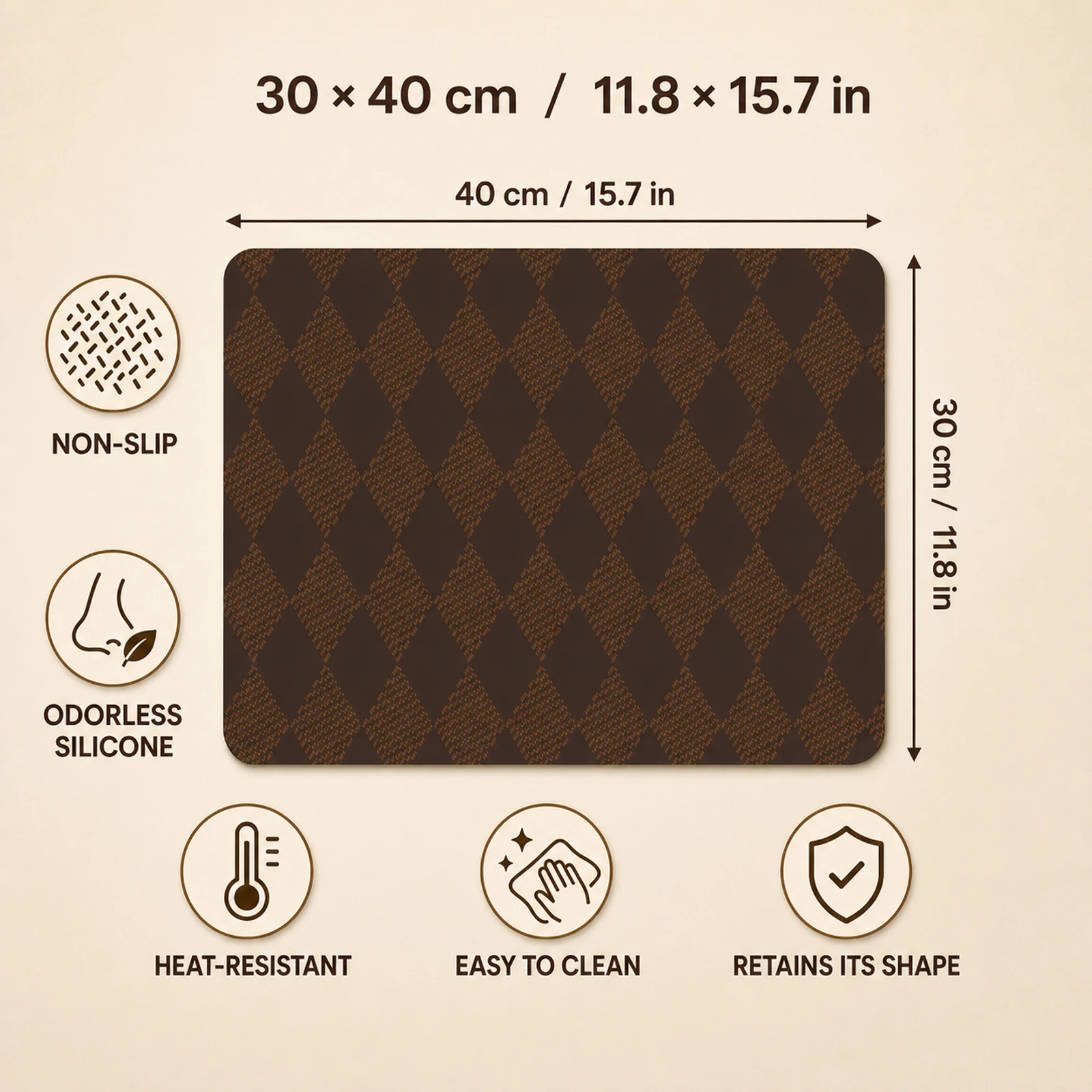 Luxury Silicone Leather Table Mat Waterproof Oil Resistant Dining Placemat Heat Resistant Kitchen Desk Protector Easy Washable P - view 3