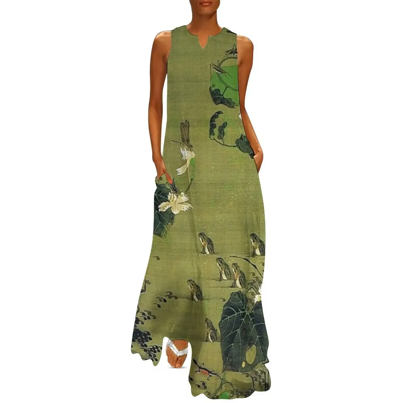 

Favourite Artist - Insects By Pond Side - Ito Jakuchu Long Dress Dress for girls Long dresses dresses for women Dress