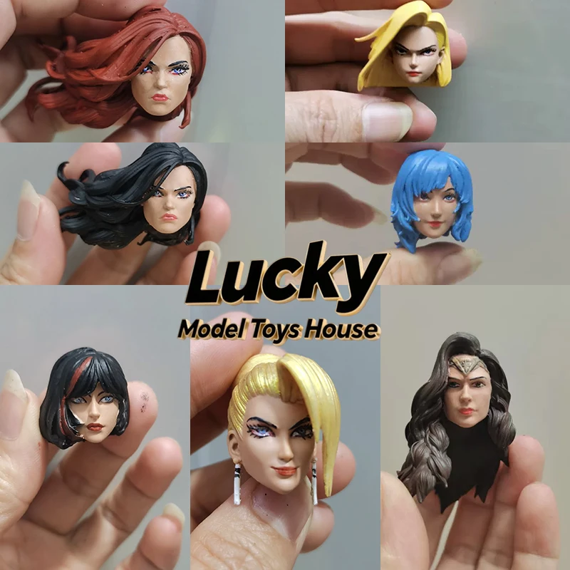 Einfach bemalte 1/12 Gwen Beauty Street Fighter Beauty Girl Wonder Woman Android 18 Female Soldier Kopfskulptur für 7-Zoll-McFarlane-Figuren