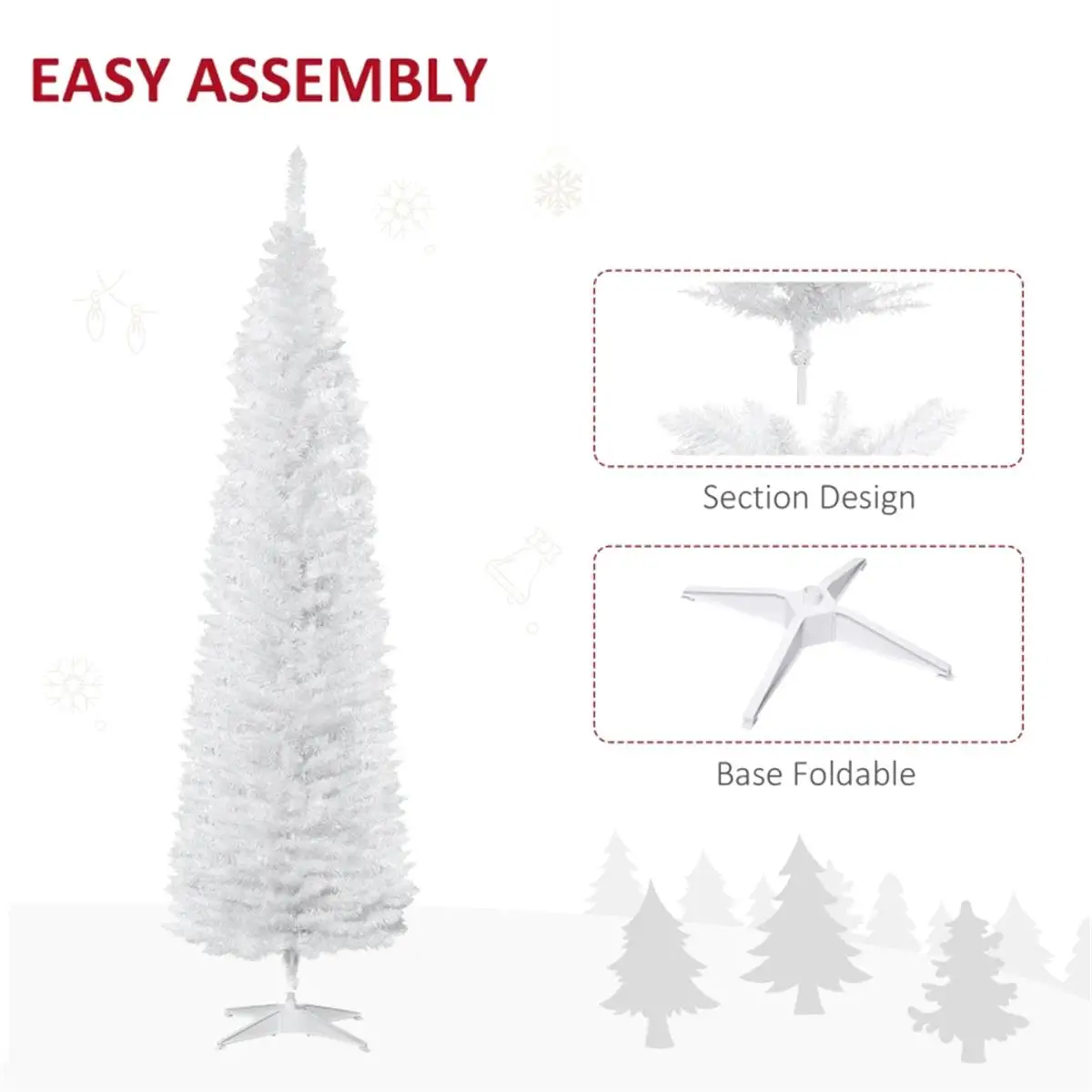 

7ft White Artificial Christmas Tree with Stand - Festive Holiday Decor for Home