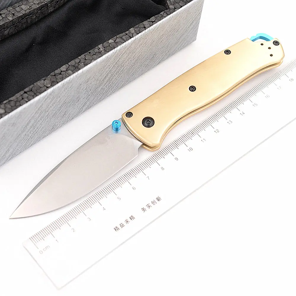 JUFULE Bugout Brass / Carbon Fiber 535 Mark S90V AxisL Folding Pocket EDC Tool Camping Military Hunting Outdoor Utility Knife