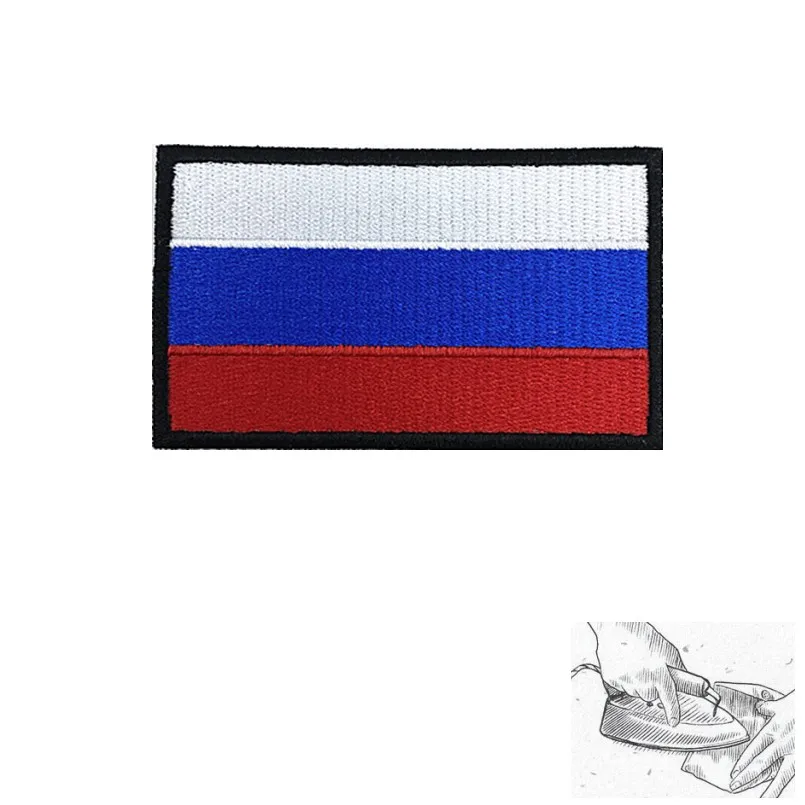 1 pz bandiera russa Russia fascia da braccio ricamata Patch hook and loop o Iron On ricamo Badge panno Military Moral Stripe