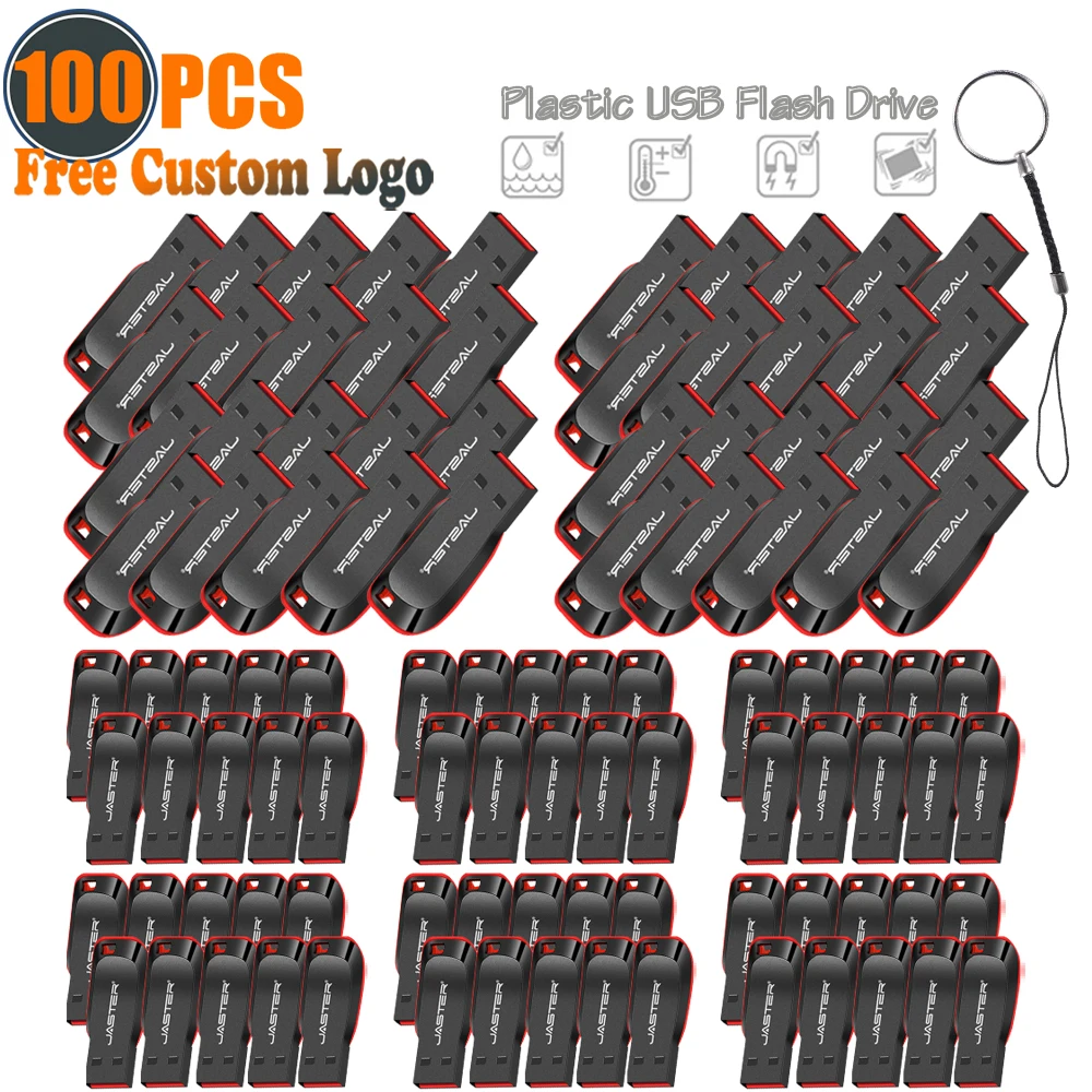 100pcs/lot 100% Original  USB Flash Drive 128GB 64GB 32GB 16GB Mini Pen Drive 8GB Plastic PenDrive Support Official Verification