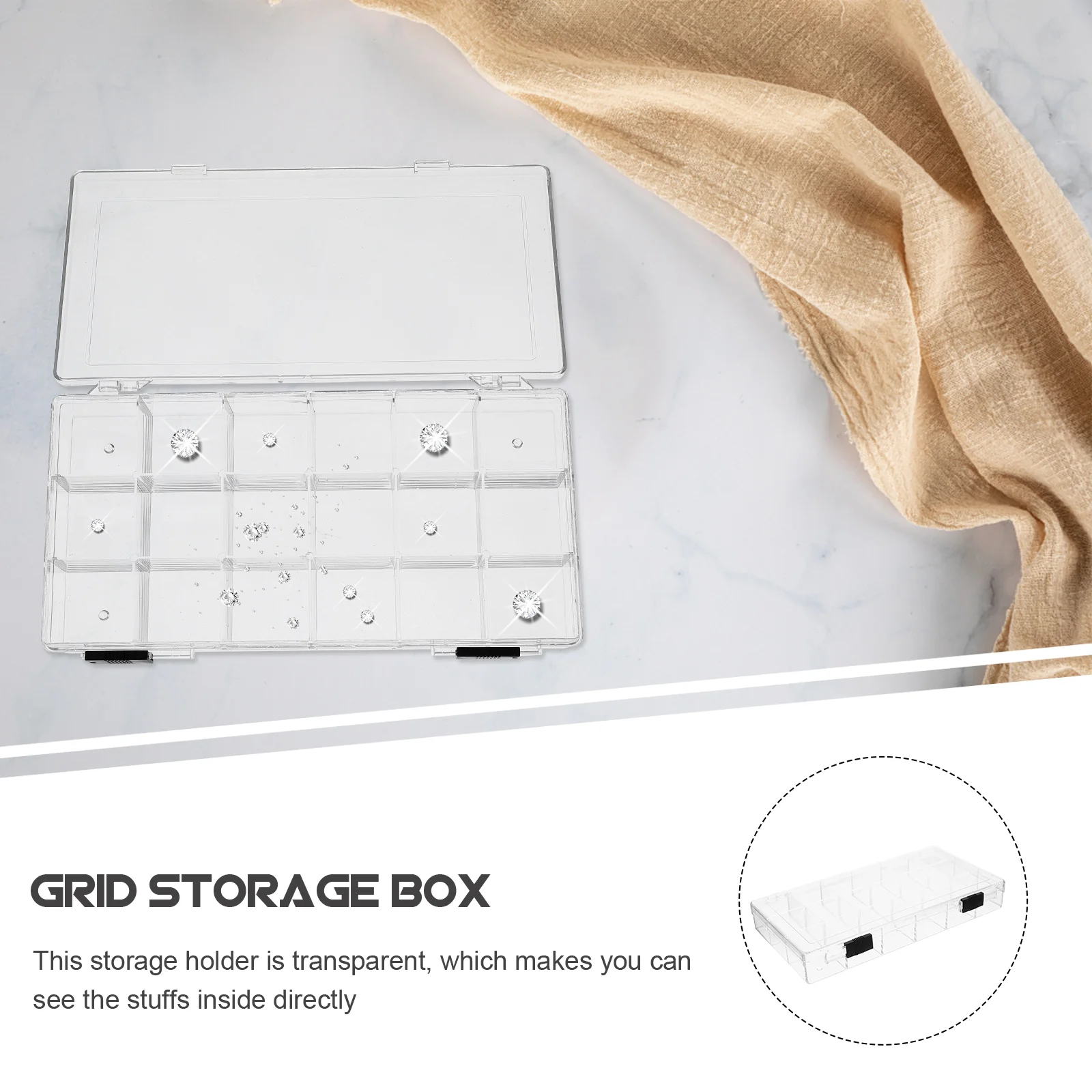 Jewelry Boxes Storage Case Bead Task for Special Education Grid Organizer Container Transparent Parts