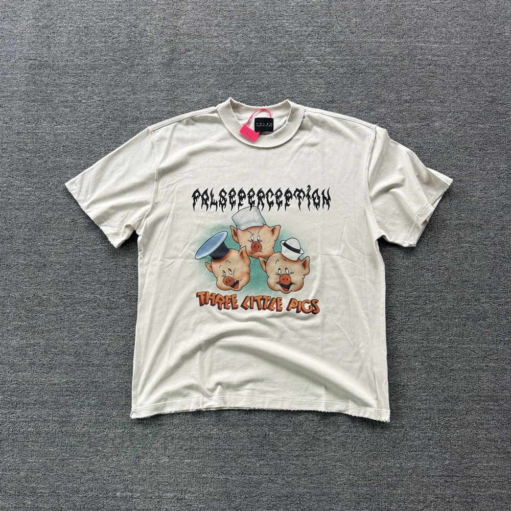 Retro American Style High Quality Print Tee Loose Casual Oversized Short Sleeves Tops Summer Vintage 100%Cotton T Shirt Men