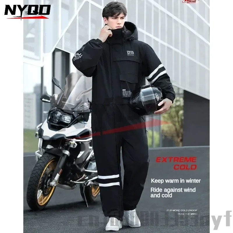 Winter Motorcycle Riding Cold Clothing Full Body Velvet Style outdoor Skiing Cotton Clothing Jumpsuit Snowy Motorcycle