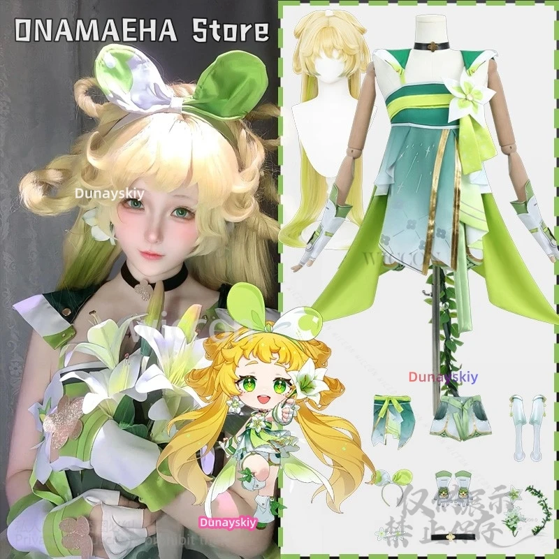 

Anime Game Wuthering Waves 코스프레 Verina Costume Green Elf Spring Dress Forest Style Girls Woman Lolita Earwear Wigs Customized