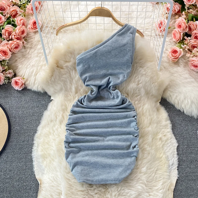 Woman Dress Elastic Bodycon Dresses for Women Skinny Pleated Sexy Vestidos Short Sleeveless Vestido 2026 Spring New