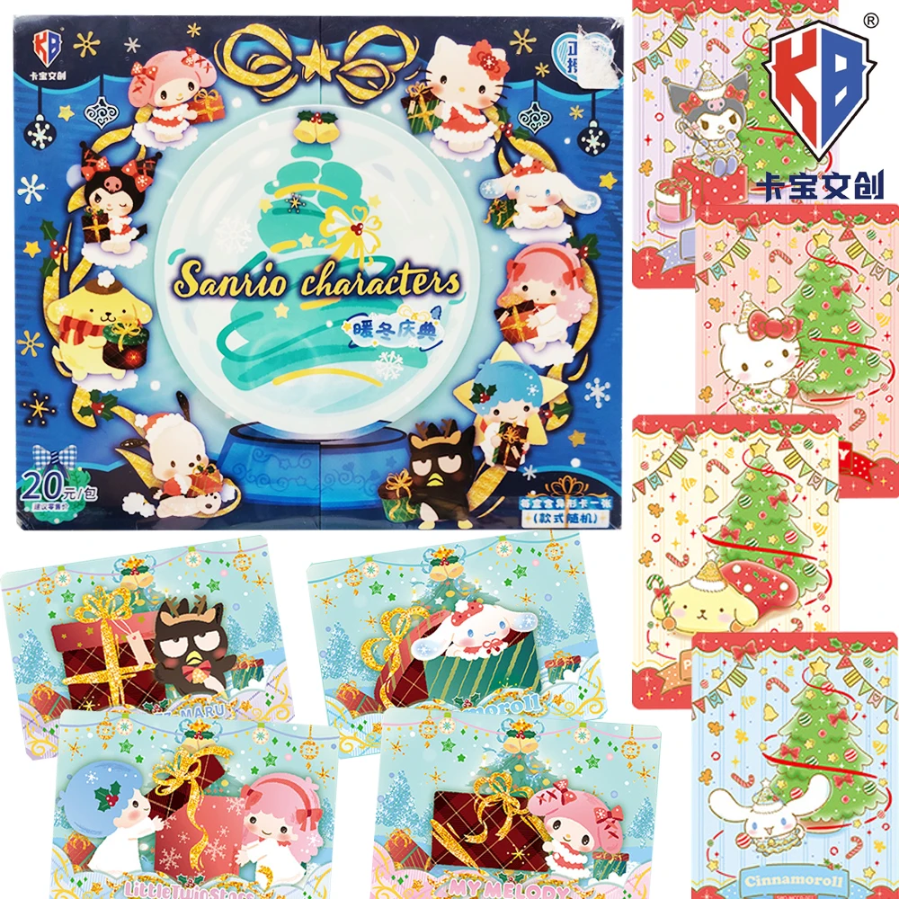 

Новые коллекционные карты персонажей KABAO Sanrio Kawaii, аниме, мультяшные роли, снежная ночь, радостные игровые карты, детские рождественские подарки
