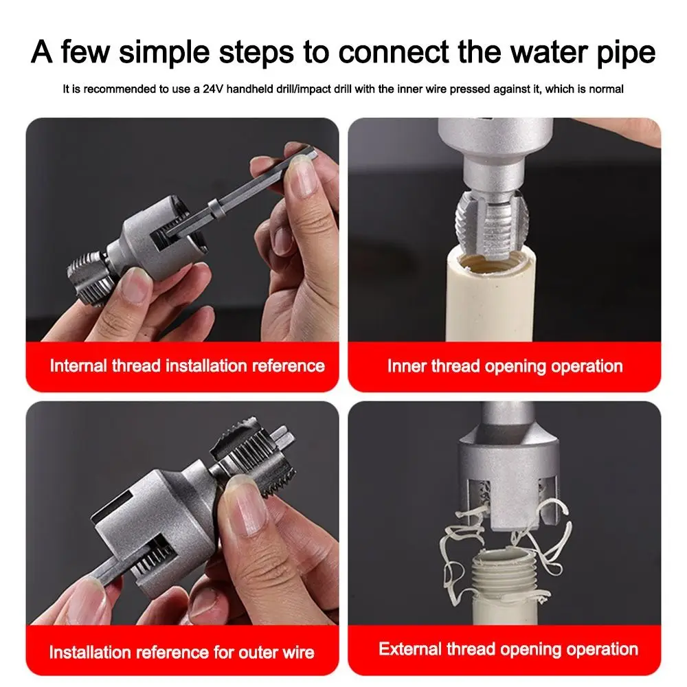 4/6 Points Pvc Pipe Threader Kit Internal/External Thread Fast PPR Water Pipe Opener Tap Thread Tap Waterpipe Tapping Tool