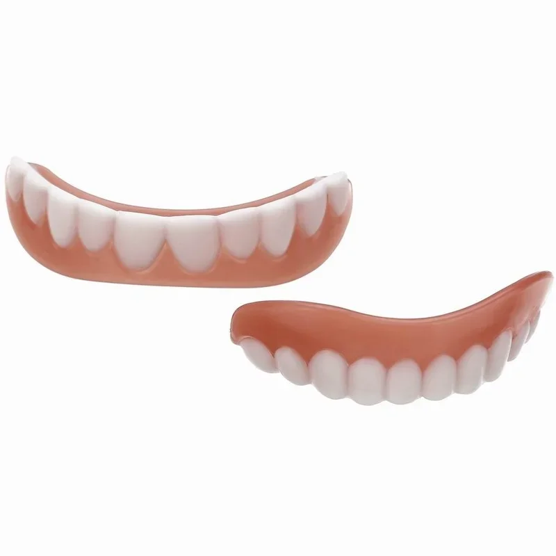 Folheados de silicone dentes falsos, aparelhos confortáveis, dentaduras ortodônticas, aparelhos para folheados superior e inferior, superior e