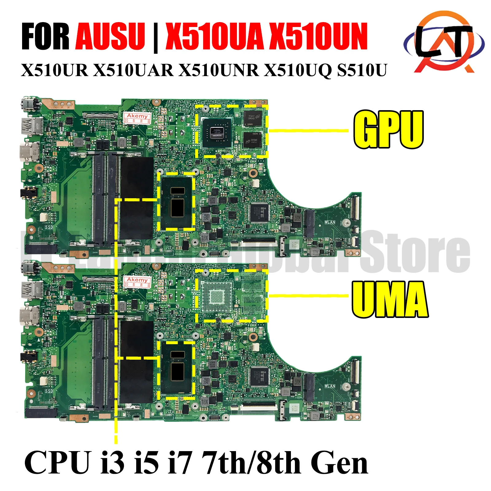 

UX510UN Laptop Motherboard For ASUS ZenBook X510UA X510UR X510UAR X510UNR X510UQ S510U CPU i3 i5 i7 7th/8th Gen GPU V2G Tested