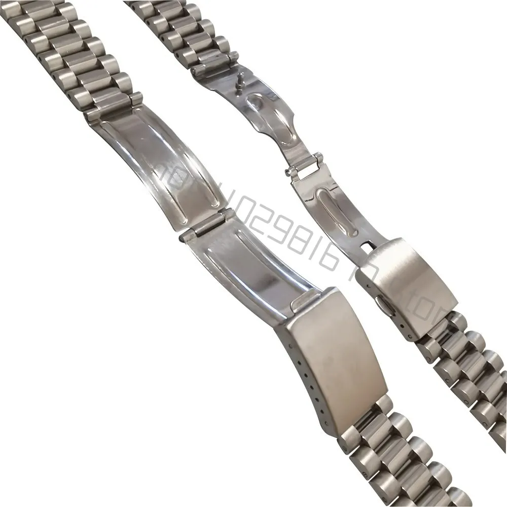 18mm 20mm 22mm Curved End Silver 316L Stainless Steel President Three Beads Watch Strap Band Fits for RLX SKX Watch Bracelet