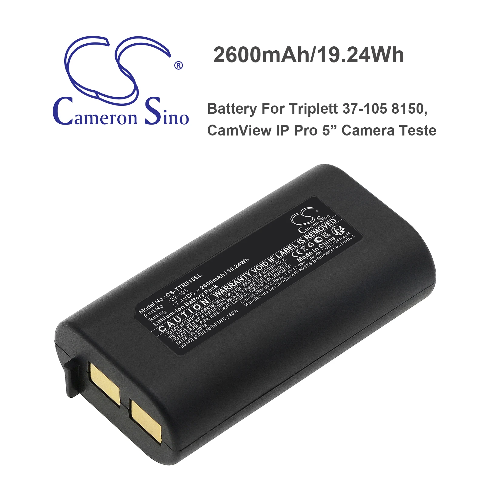 

CS 2600mAh/19.24Wh Battery For Triplett 8150, CamView IP Pro 5” Camera Teste 37-105