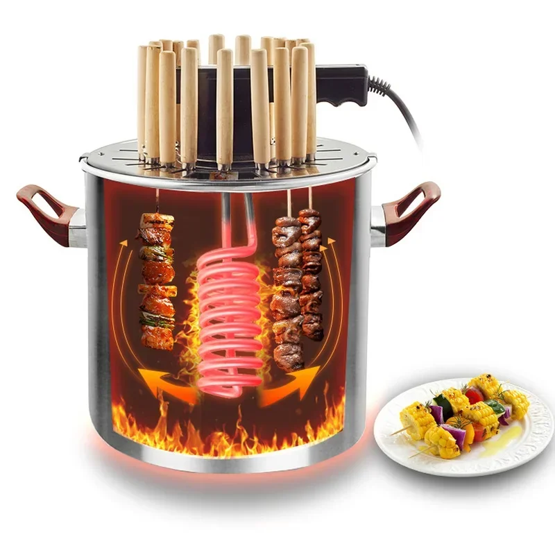 2-in-1 Broiler Smokeless Burners BBQ Grill Charbroiler Electric/Charcoal Barbecue Oven/Pot for Home/Outdoor Use 3-4 Person