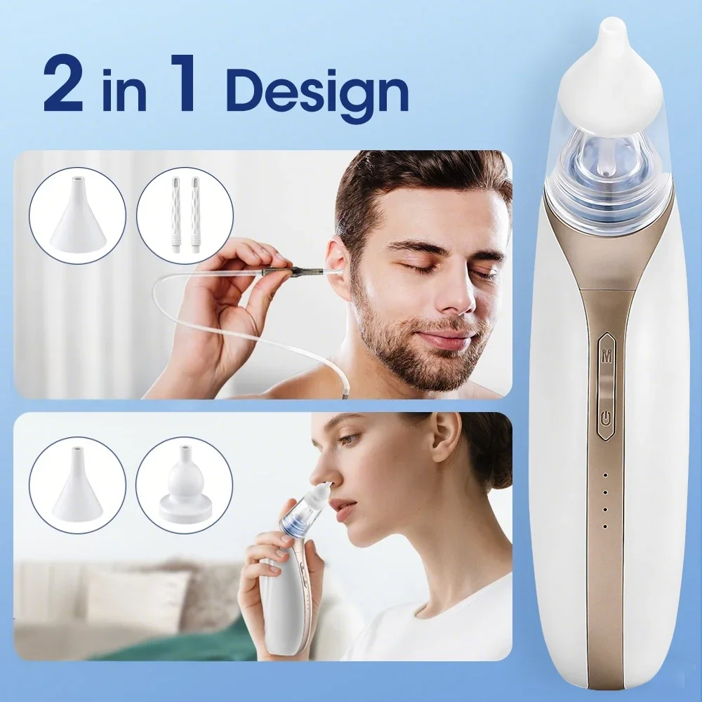2 In 1 Intelligent Vacuum Earwax Remover 3 Adjustable Suction Levels Earwax Removal Kits Adults & Children Low-Noise Ear Dryer