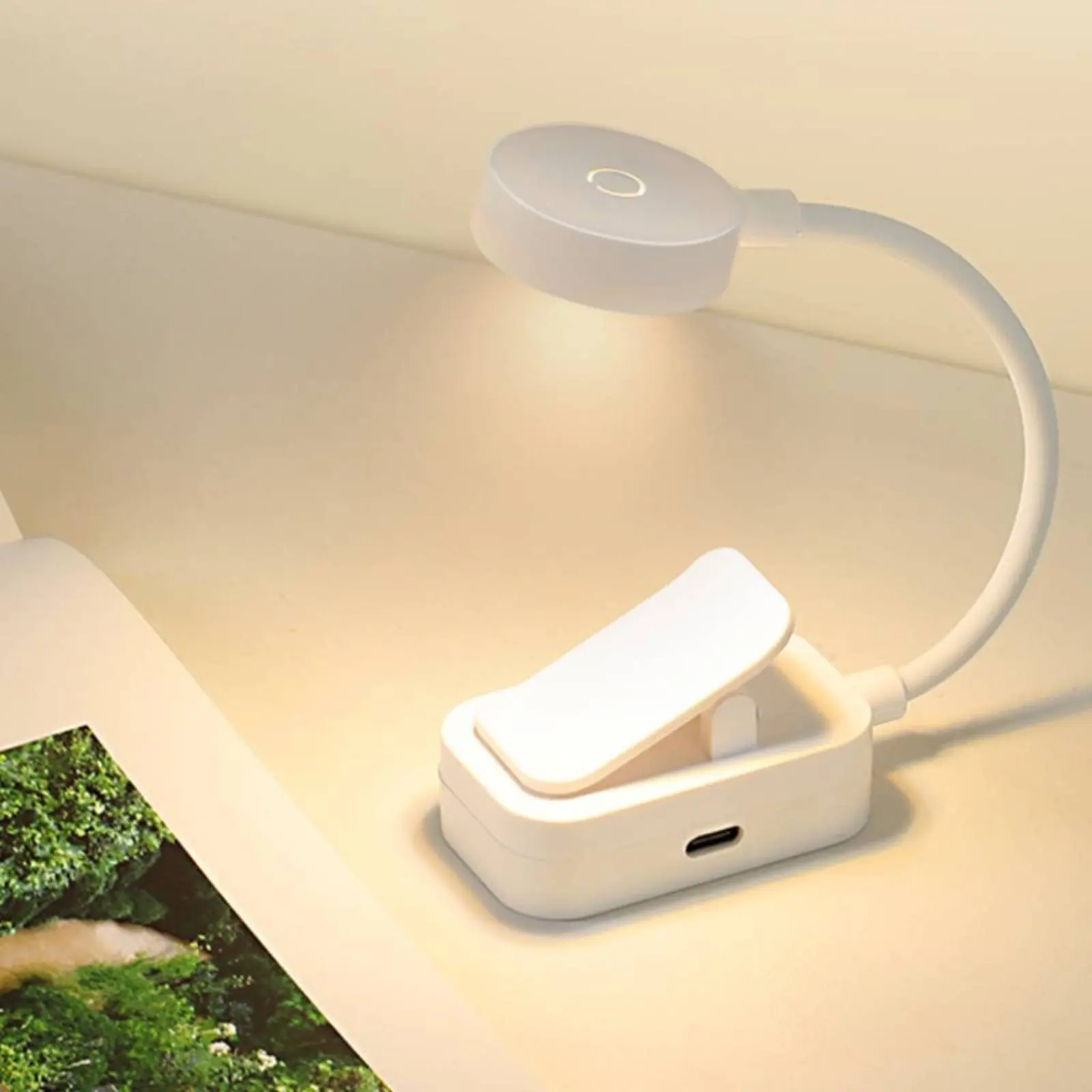 USB Rechargeable Book Light Stepless Dimming Clip-Based Book Light Flexible Neck Clip Lamp Flickerunrestricted at Home Lighting