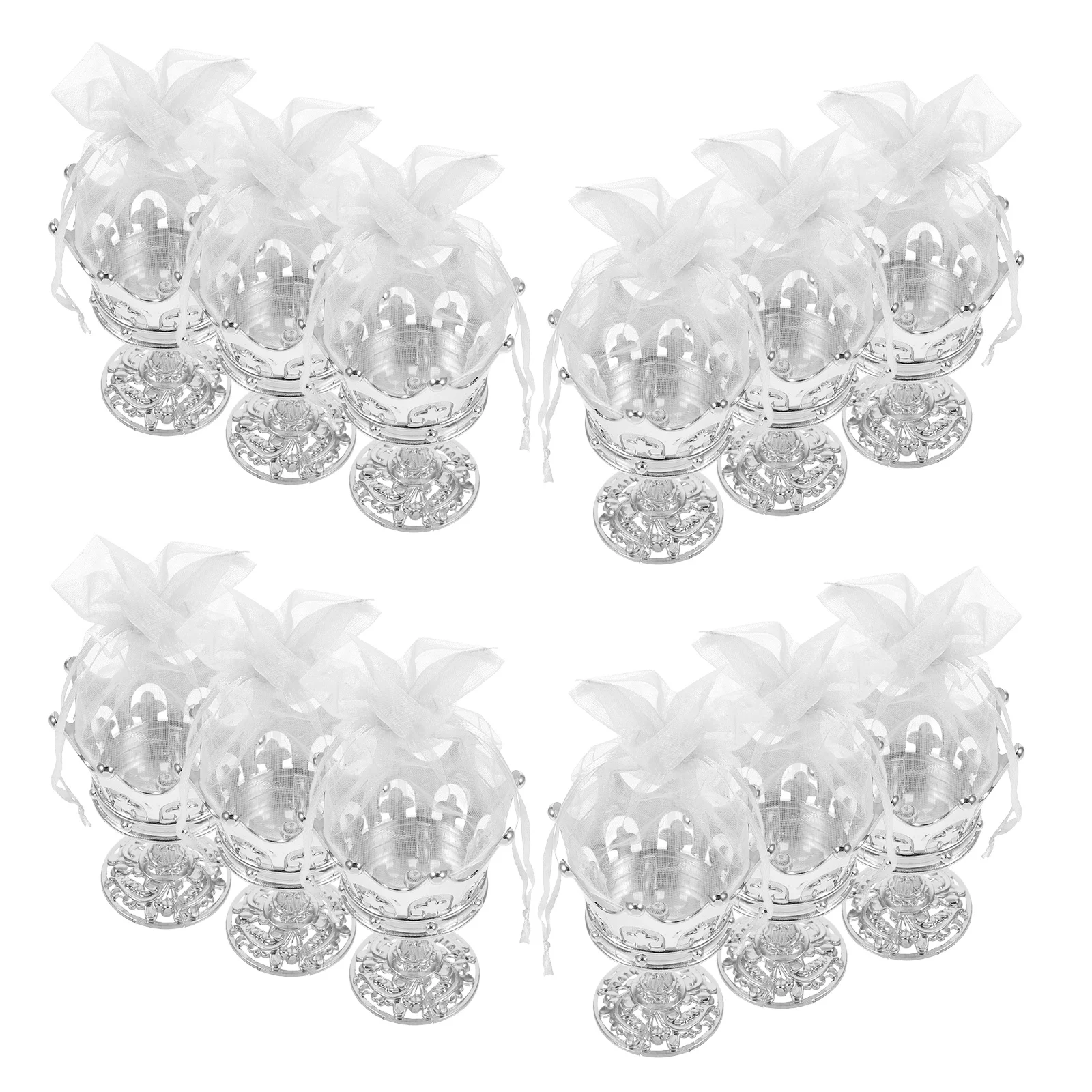 

12Pcs Princess Boxes Fillable Treat Containers with Organza Pouch for Wedding Favors Birthday Decorations Holiday