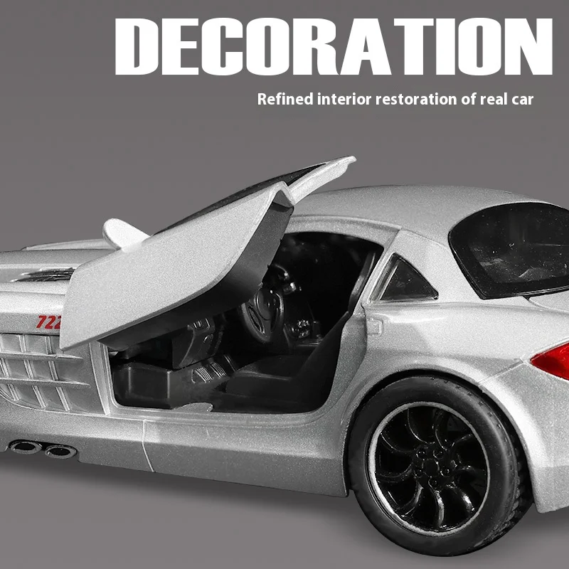 Symulacja 1:32 SLR 722s Supercar Model, odlewane ciśnieniowo aluminiowe ozdoby kolekcji Sedan, odpowiednie na prezenty świąteczne dla chłopców