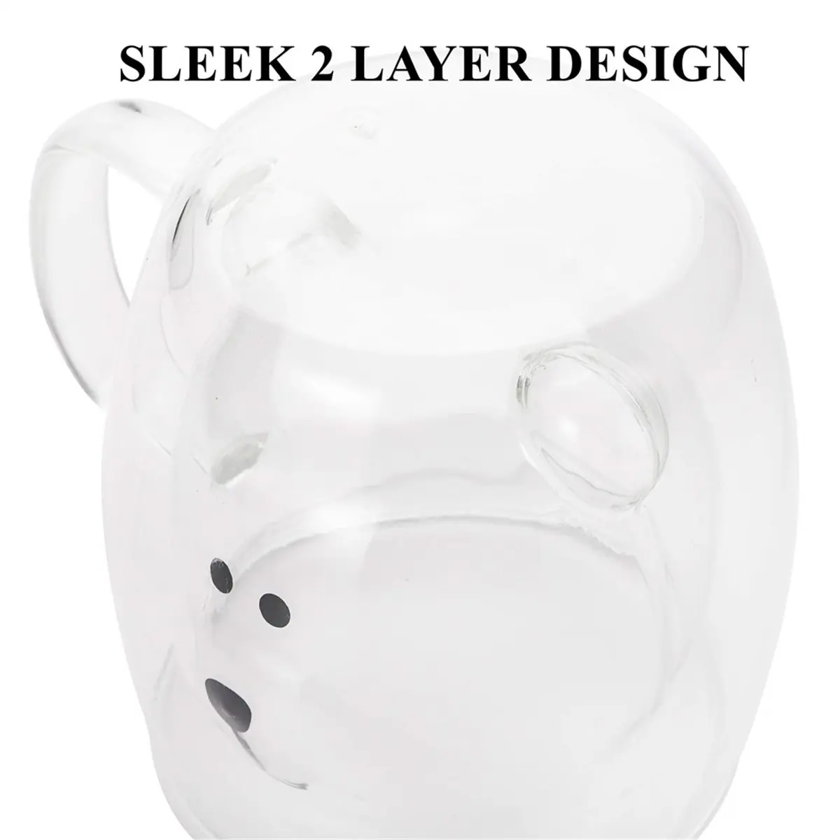 ABUA 2 Pack Double Wall Insulated Glass Mugs, 8.5 Oz Cute Bear Coffee Milk Beer Cups for Latte, Cappuccino, Americano, Tea