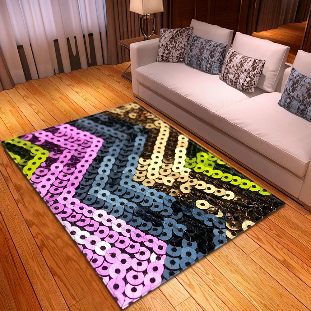 

3D Sequins Carpet Entrance Door Floor Mat Abstract Geometric Optical Doormat Non-slip Floor Mat Living Room Decor Rug